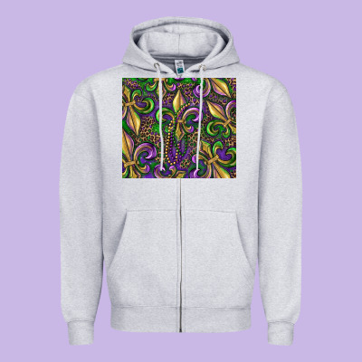 Zipper Hoodie mardi gras fleur de lis