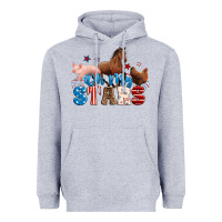 Heather Grey Horse pig chicken with oh my stars Heavyweight Hoodie - Neo Western