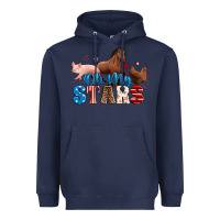 Navy Horse pig chicken with oh my stars Heavyweight Hoodie - Neo Western