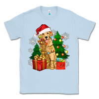 Dusty Blue christmas golden dog Classic Tee - Zillion Design Studio