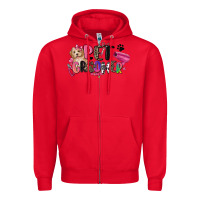 Red pet groomer Zipper Hoodie - Zillion Design Studio