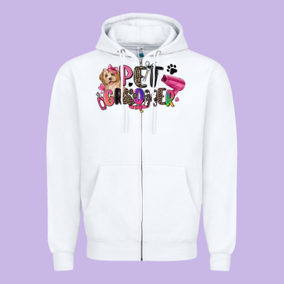 Pet Groomer Zipper Hoodie Designed By Zillion Design Studio