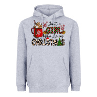 Heather Grey just a girl who loves christmas Heavyweight Hoodie - CowhideDigitalArt