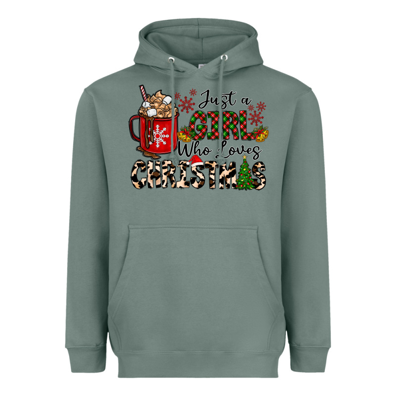 Just A Girl Who Loves Christmas Heavyweight Hoodie by CowhideDigitalArt | Teevron