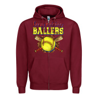 Burgundy busy raising ballers softball Zipper Hoodie - texasbilliewilder