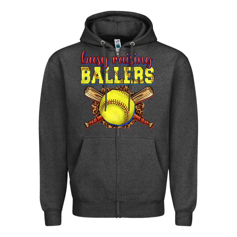 Busy Raising Ballers Softball Zipper Hoodie by texasbilliewilder | Teevron