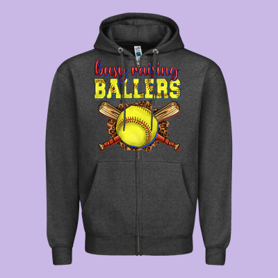 Busy Raising Ballers Softball Zipper Hoodie Designed By Texasbilliewilder