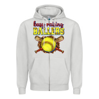 Dove Grey busy raising ballers softball Zipper Hoodie - texasbilliewilder
