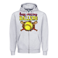 Heather Grey busy raising ballers softball Zipper Hoodie - texasbilliewilder
