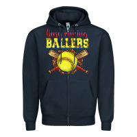 Navy busy raising ballers softball Zipper Hoodie - texasbilliewilder