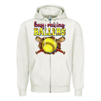 Oatmeal Heather busy raising ballers softball Zipper Hoodie - texasbilliewilder