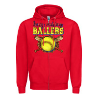 Red busy raising ballers softball Zipper Hoodie - texasbilliewilder