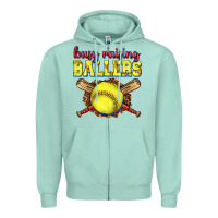 Seafoam busy raising ballers softball Zipper Hoodie - texasbilliewilder
