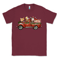 Burgundy christmas truck with farm animals Classic Tee - RanaPortraitStore
