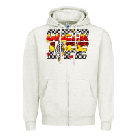 Oatmeal Heather cheer life Zipper Hoodie - texasbilliewilder