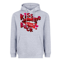 Heather Grey kiss me back Heavyweight Hoodie - FaDigitalArtStudio