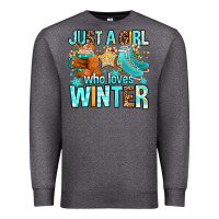 Charcoal Heather just a girl who loves winter Premium Sweatshirt - FaDigitalArtStudio