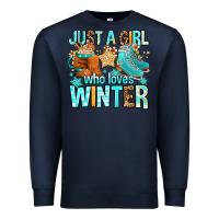 Navy just a girl who loves winter Premium Sweatshirt - FaDigitalArtStudio