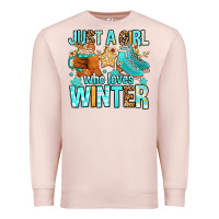 Pale Pink just a girl who loves winter Premium Sweatshirt - FaDigitalArtStudio
