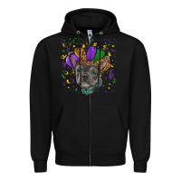 Black mardi gras french bulldog Zipper Hoodie - RanaPortraitStore