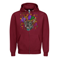 Burgundy mardi gras french bulldog Zipper Hoodie - RanaPortraitStore