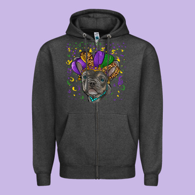Zipper Hoodie mardi gras french bulldog