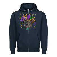 Navy mardi gras french bulldog Zipper Hoodie - RanaPortraitStore