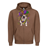 Chestnut Mardi gras hat  english bulldog Zipper Hoodie - RanaPortraitStore