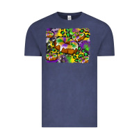 Vintage Denim mardi gras cake glitterleopard and cowhide background Vintage Tee - Artiststas