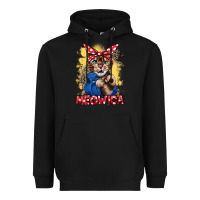 Black Meowica 4th of july Heavyweight Hoodie - CowGirlArtShop