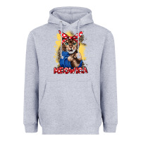 Heather Grey Meowica 4th of july Heavyweight Hoodie - CowGirlArtShop
