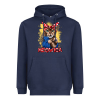 Navy Meowica 4th of july Heavyweight Hoodie - CowGirlArtShop
