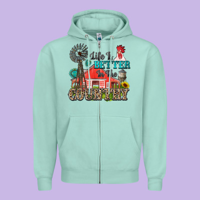 Life Is Better In The Country Zipper Hoodie Designed By Zillion Design Studio