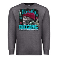Charcoal Heather literally freezing skull Premium Sweatshirt - FaDigitalArtStudio