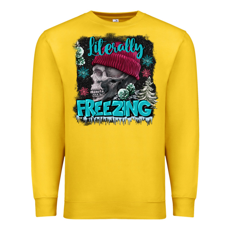 Literally Freezing Skull Premium Sweatshirt by FaDigitalArtStudio | Teevron