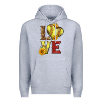 Heather Grey western love softball Premium Hoodie - LillyAllenDesigns