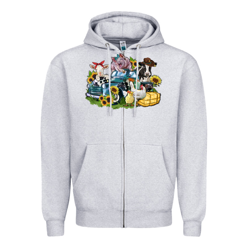 Farm Animals Truck Zipper Hoodie by Zillion Design Studio | Teevron