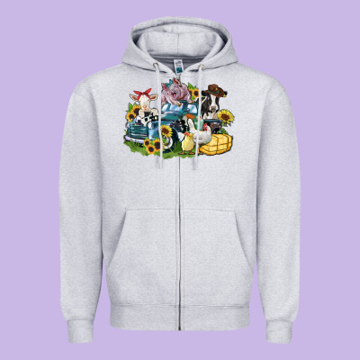 Farm Animals Truck Zipper Hoodie Designed By Zillion Design Studio