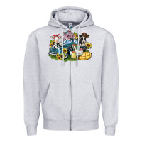 Heather Grey farm animals truck Zipper Hoodie - Zillion Design Studio