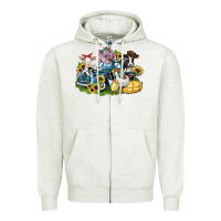 Oatmeal Heather farm animals truck Zipper Hoodie - Zillion Design Studio