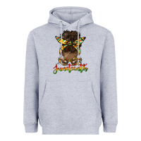 Heather Grey juneteenth black woman messy bun Heavyweight Hoodie - HRA Design Shop
