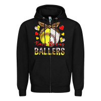 Black busy raising ballers with baseball and softball Zipper Hoodie - texasbilliewilder