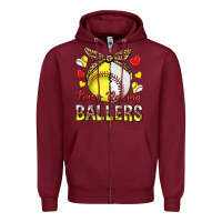 Burgundy busy raising ballers with baseball and softball Zipper Hoodie - texasbilliewilder