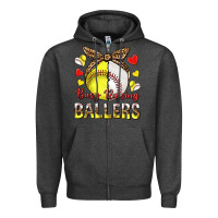 Charcoal Heather busy raising ballers with baseball and softball Zipper Hoodie - texasbilliewilder