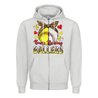 Dove Grey busy raising ballers with baseball and softball Zipper Hoodie - texasbilliewilder