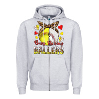 Heather Grey busy raising ballers with baseball and softball Zipper Hoodie - texasbilliewilder