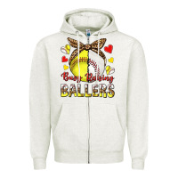 Oatmeal Heather busy raising ballers with baseball and softball Zipper Hoodie - texasbilliewilder