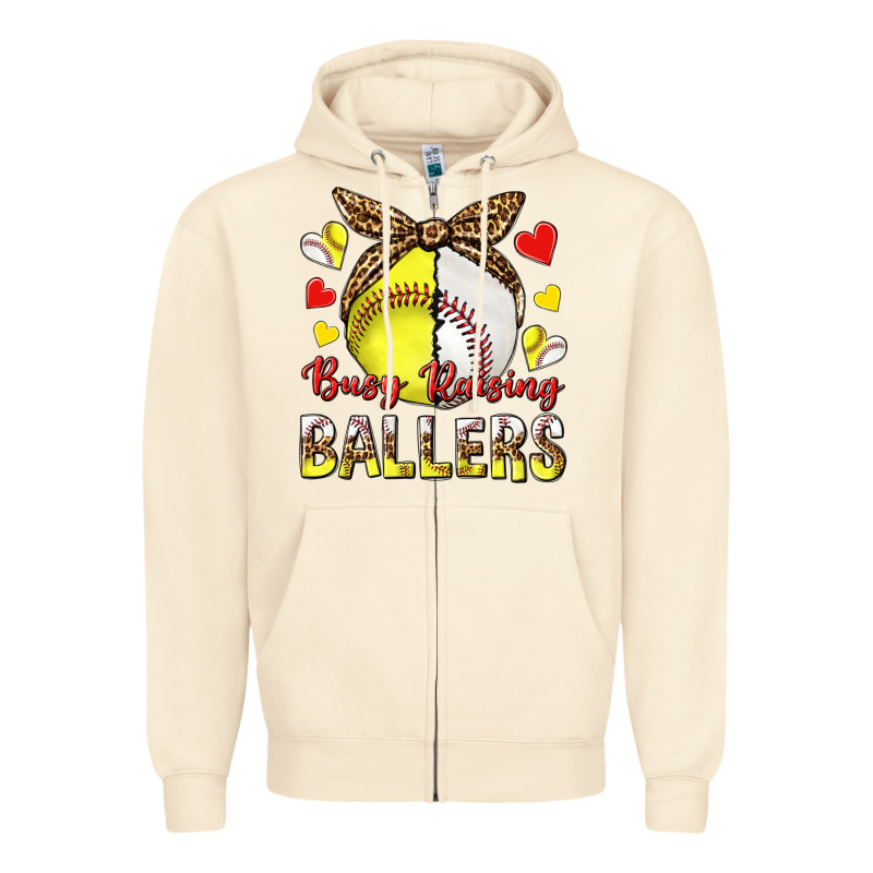 Busy Raising Ballers With Baseball And Softball Zipper Hoodie by texasbilliewilder | Teevron