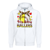 White busy raising ballers with baseball and softball Zipper Hoodie - texasbilliewilder