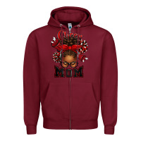 Burgundy cheer mom afro messy bun Zipper Hoodie - texasbilliewilder